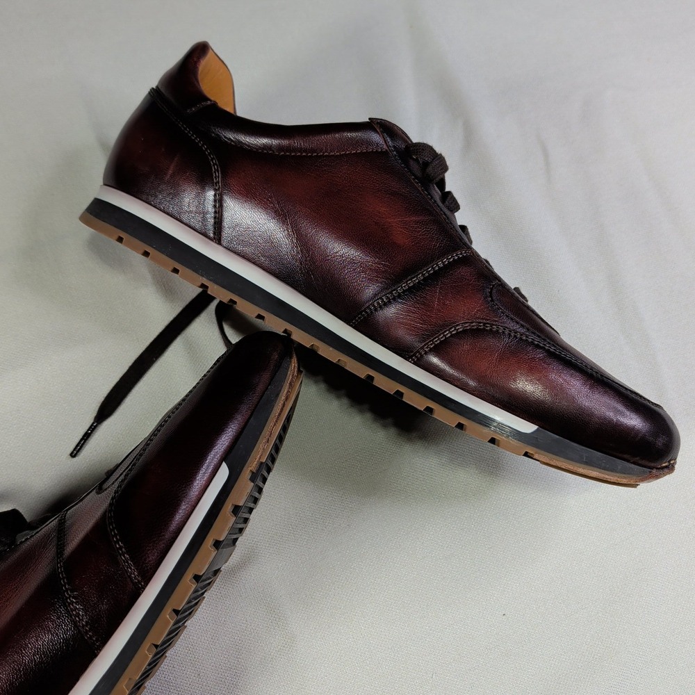 Magnanni Mens 22293 Burgundy Calfskin Leather Sneakers Made in Spain Size 12 M - Picture 4 of 10